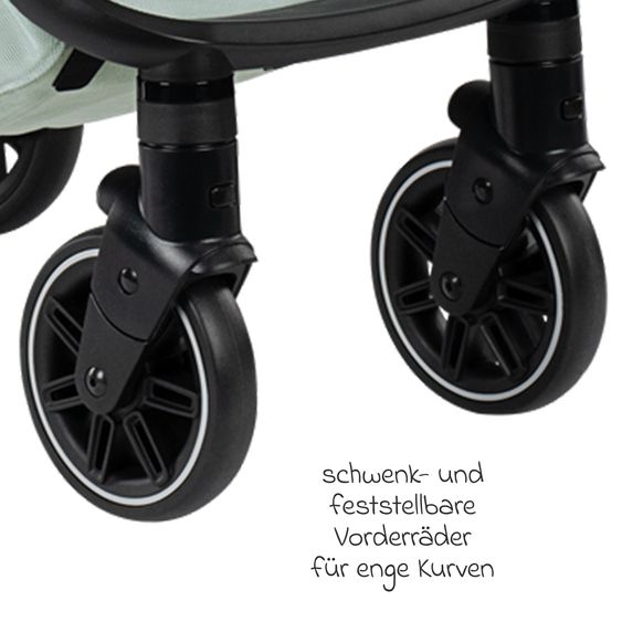 Nuna Buggy & Sportwagen TRVL bis 22 kg belastbar nur 7 kg leicht mit Liegefunktion inkl. Regenschutz & Transporttasche - Seafoam
