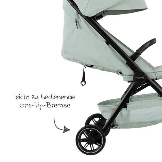Nuna Buggy & Sportwagen TRVL bis 22 kg belastbar nur 7 kg leicht mit Liegefunktion inkl. Regenschutz & Transporttasche - Seafoam