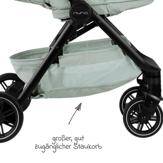 Nuna Buggy & Sportwagen TRVL bis 22 kg belastbar nur 7 kg leicht mit Liegefunktion inkl. Regenschutz & Transporttasche - Seafoam