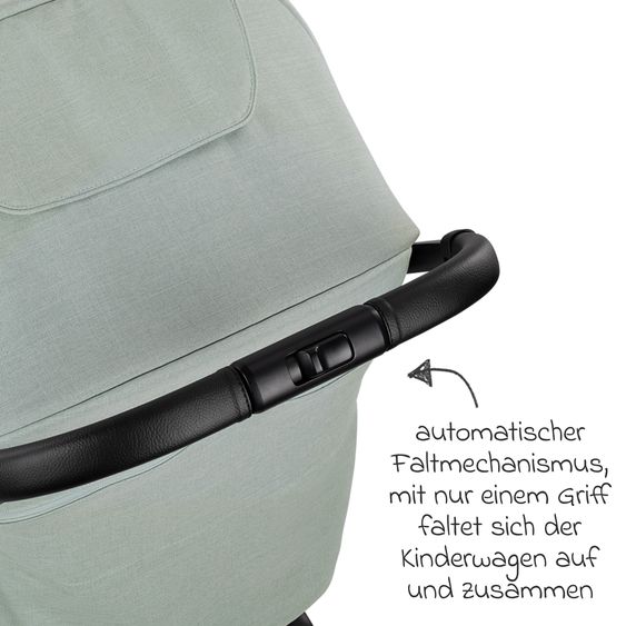 Nuna Buggy & Sportwagen TRVL bis 22 kg belastbar nur 7 kg leicht mit Liegefunktion inkl. Regenschutz & Transporttasche - Seafoam