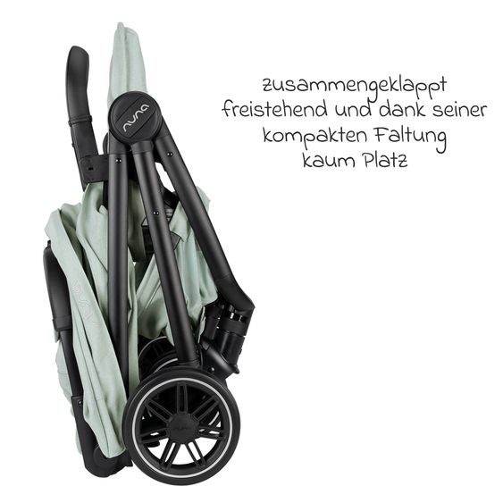 Nuna Buggy & Sportwagen TRVL bis 22 kg belastbar nur 7 kg leicht mit Liegefunktion inkl. Regenschutz & Transporttasche - Seafoam