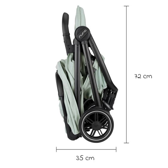Nuna Buggy & Sportwagen TRVL bis 22 kg belastbar nur 7 kg leicht mit Liegefunktion inkl. Regenschutz & Transporttasche - Seafoam