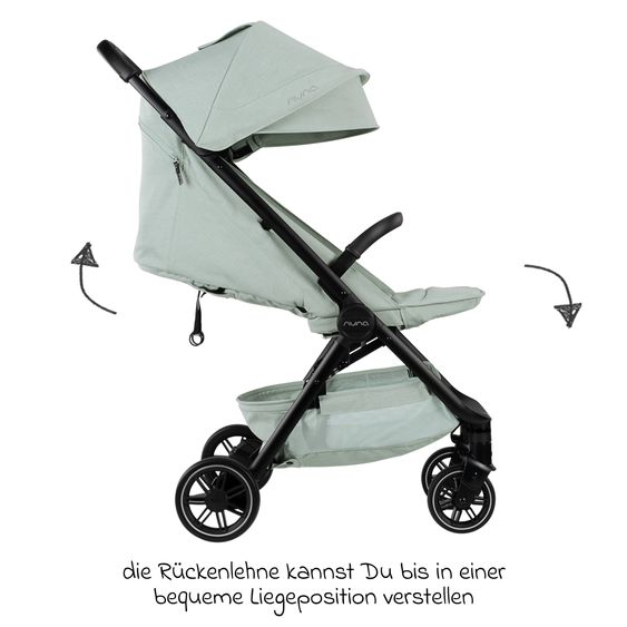Nuna Buggy & Sportwagen TRVL bis 22 kg belastbar nur 7 kg leicht mit Liegefunktion inkl. Regenschutz & Transporttasche - Seafoam