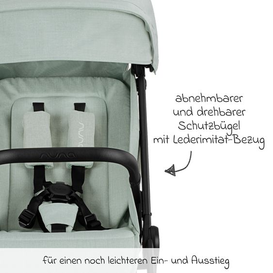 Nuna Buggy & Sportwagen TRVL bis 22 kg belastbar nur 7 kg leicht mit Liegefunktion inkl. Regenschutz & Transporttasche - Seafoam