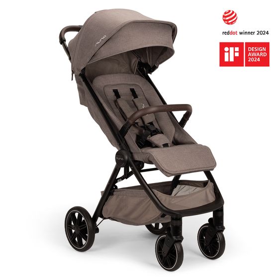 Nuna Passeggino e carrozzina TRVL Lx fino a 22 kg con cintura magnetica, meccanismo di ripiegamento automatico, incluso parapioggia e borsa per il trasporto - Cedro