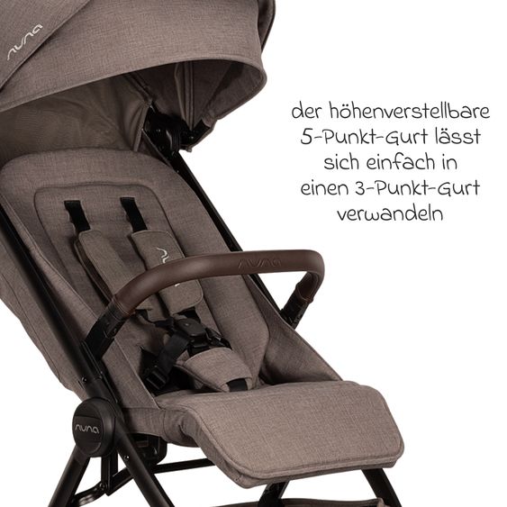 Nuna Buggy & pushchair TRVL Lx up to 22 kg with magnetic belt buckle, automatic folding mechanism incl. rain cover & transport bag - Cedar