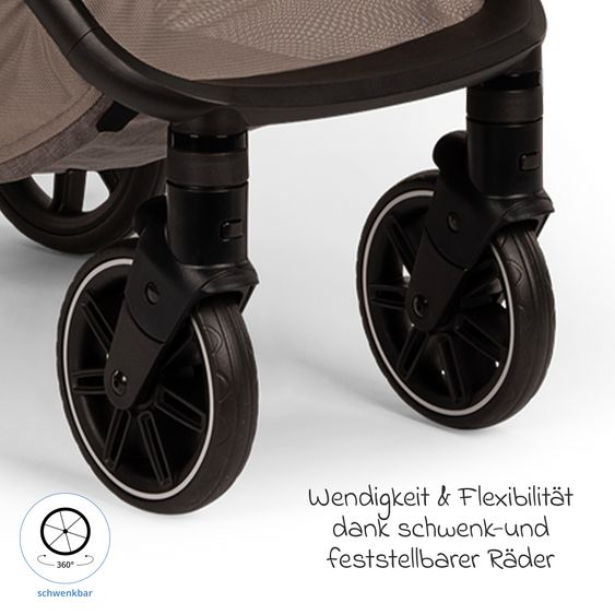 Nuna Buggy & pushchair TRVL Lx up to 22 kg with magnetic belt buckle, automatic folding mechanism incl. rain cover & transport bag - Cedar