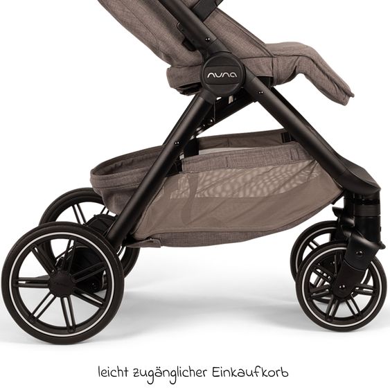 Nuna Buggy & pushchair TRVL Lx up to 22 kg with magnetic belt buckle, automatic folding mechanism incl. rain cover & transport bag - Cedar