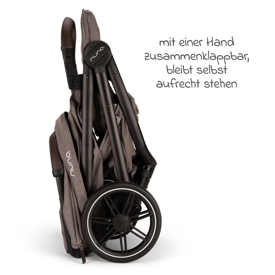 Nuna Buggy & Sportwagen TRVL Lx bis 22 kg mit magnetischem Gurtverschluss, automatischem Faltmechanismus inkl. Regenschutz & Transporttasche - Cedar