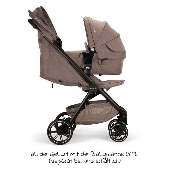 Nuna Buggy & pushchair TRVL Lx up to 22 kg with magnetic belt buckle, automatic folding mechanism incl. rain cover & transport bag - Cedar