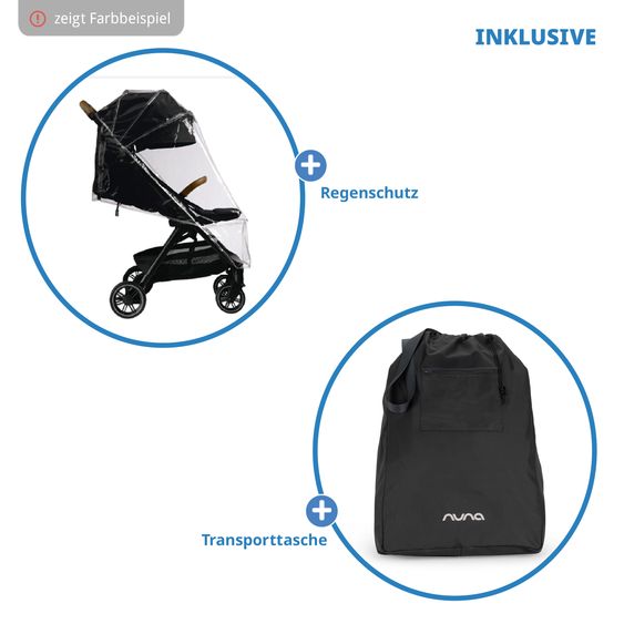 Nuna Buggy & pushchair TRVL Lx up to 22 kg with magnetic belt buckle, automatic folding mechanism incl. rain cover & transport bag - Cedar