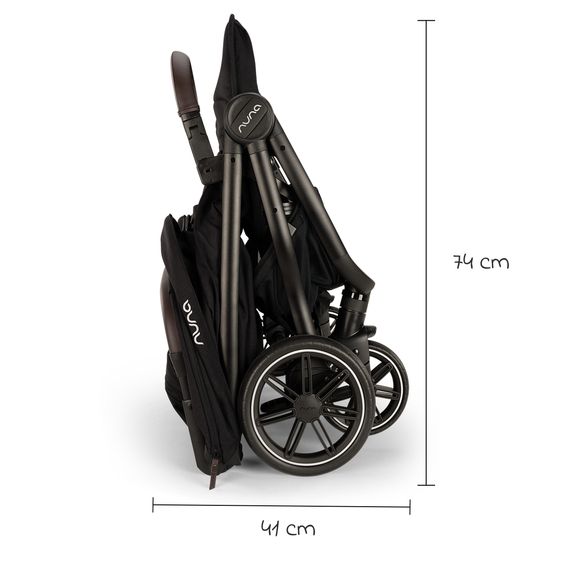 Nuna Geschwister- & Zwillingsbuggy TRVL Dubl nur 78 cm Breit mit Liegeposition inkl. Regenschutz & Transporttasche - Caviar
