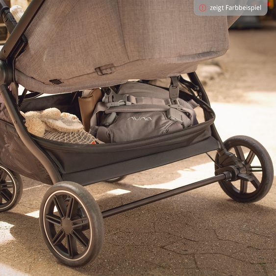 Nuna Geschwister- & Zwillingsbuggy TRVL Dubl nur 78 cm Breit mit Liegeposition inkl. Regenschutz & Transporttasche - Caviar