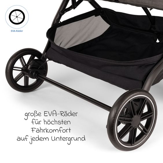 Nuna Geschwister- & Zwillingsbuggy TRVL Dubl nur 78 cm Breit mit Liegeposition inkl. Regenschutz & Transporttasche - Thunder