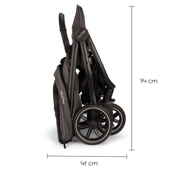 Nuna Geschwister- & Zwillingsbuggy TRVL Dubl nur 78 cm Breit mit Liegeposition inkl. Regenschutz & Transporttasche - Thunder