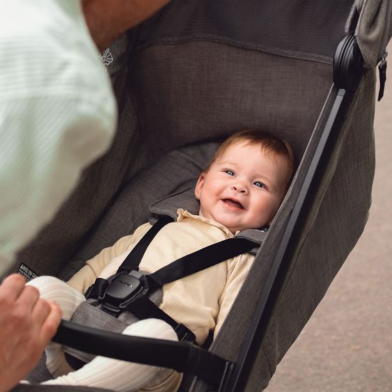 Nuna Geschwister- & Zwillingsbuggy TRVL Dubl nur 78 cm Breit mit Liegeposition inkl. Regenschutz & Transporttasche - Thunder