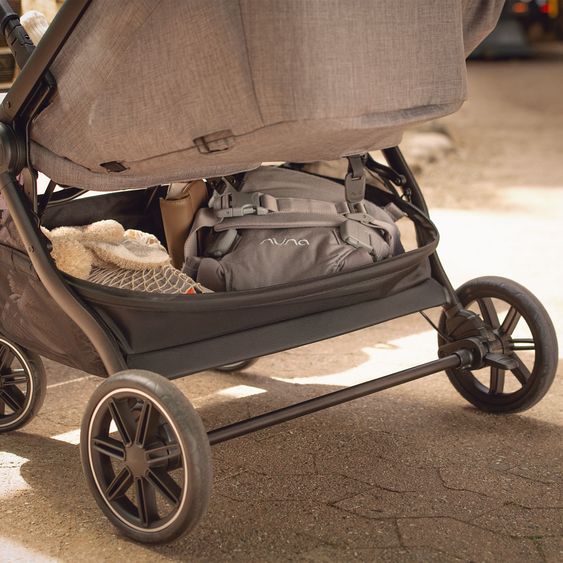 Nuna Geschwister- & Zwillingsbuggy TRVL Dubl nur 78 cm Breit mit Liegeposition inkl. Regenschutz & Transporttasche - Thunder