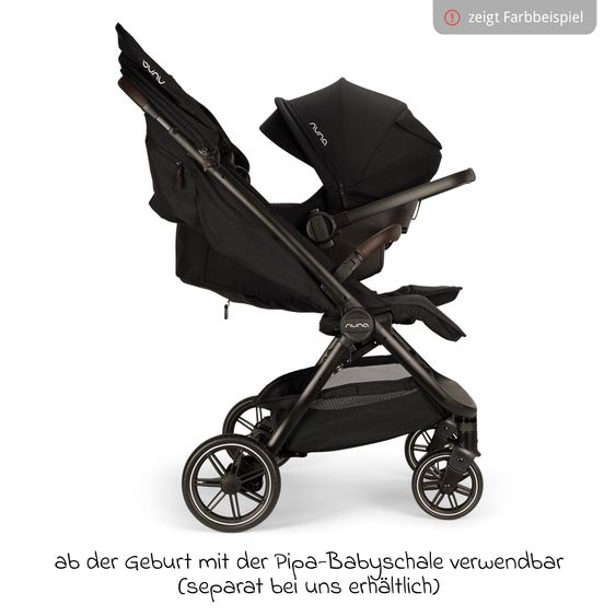 Nuna Geschwister- & Zwillingsbuggy TRVL Dubl nur 78 cm Breit mit Liegeposition inkl. Regenschutz & Transporttasche - Thunder