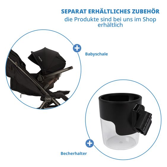 Nuna Geschwister- & Zwillingsbuggy TRVL Dubl nur 78 cm Breit mit Liegeposition inkl. Regenschutz & Transporttasche - Thunder