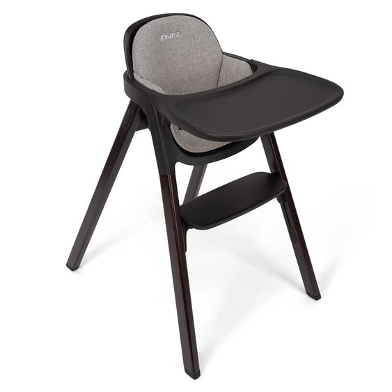Nuna Hochstuhl BRYN bis 100 kg belastbar mit Sitzpolster, Sicherheitsgurt, Essbrett - Graphite