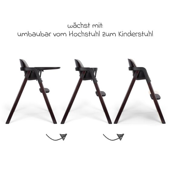 Nuna Hochstuhl BRYN bis 100 kg belastbar mit Sitzpolster, Sicherheitsgurt, Essbrett - Graphite