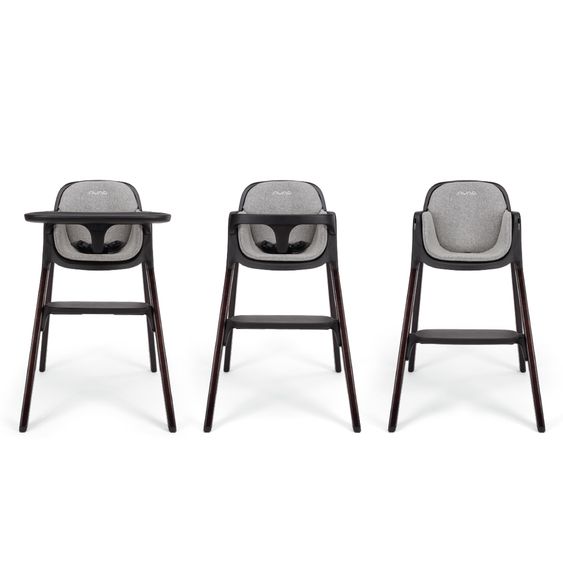 Nuna Hochstuhl BRYN bis 100 kg belastbar mit Sitzpolster, Sicherheitsgurt, Essbrett - Graphite