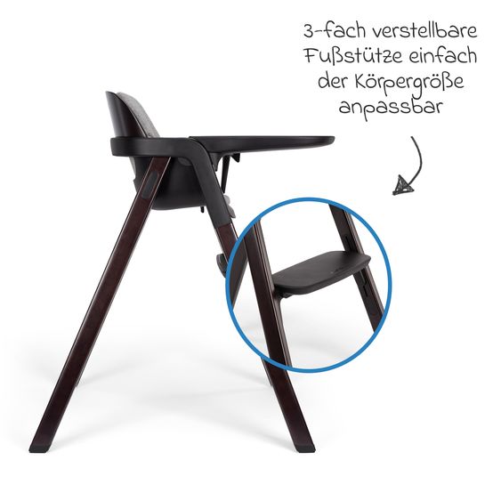 Nuna Hochstuhl BRYN bis 100 kg belastbar mit Sitzpolster, Sicherheitsgurt, Essbrett - Graphite