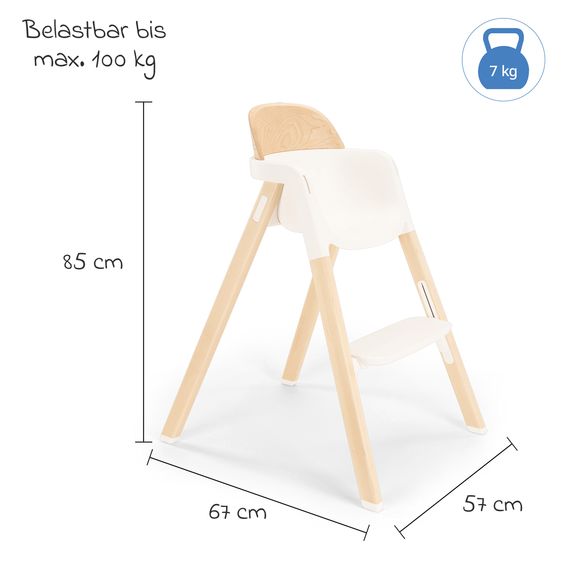 Nuna Hochstuhl BRYN bis 100 kg belastbar mit Sitzpolster, Sicherheitsgurt, Essbrett - Heritage