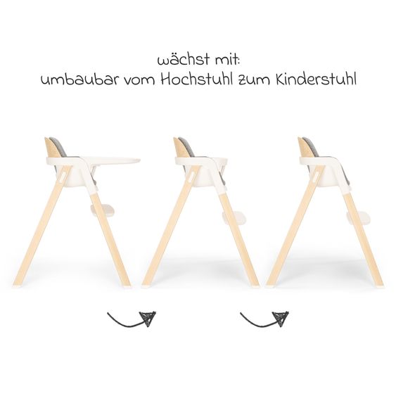 Nuna Hochstuhl BRYN bis 100 kg belastbar mit Sitzpolster, Sicherheitsgurt, Essbrett - Heritage