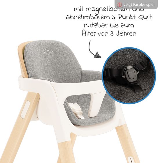 Nuna Hochstuhl BRYN bis 100 kg belastbar mit Sitzpolster, Sicherheitsgurt, Essbrett - Heritage