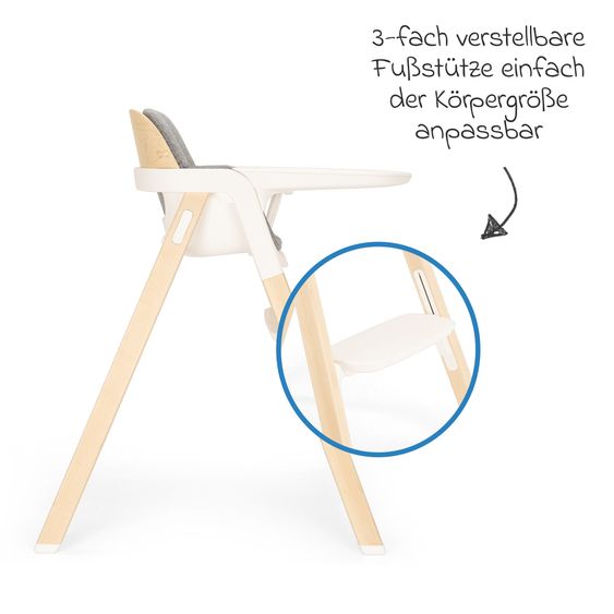 Nuna Hochstuhl BRYN bis 100 kg belastbar mit Sitzpolster, Sicherheitsgurt, Essbrett - Heritage