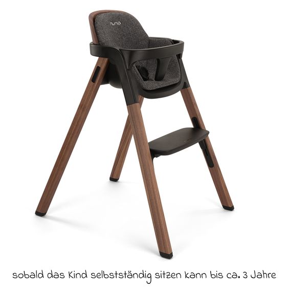 Nuna Hochstuhl BRYN bis 100 kg belastbar mit Sitzpolster, Sicherheitsgurt, Essbrett - Sanderson