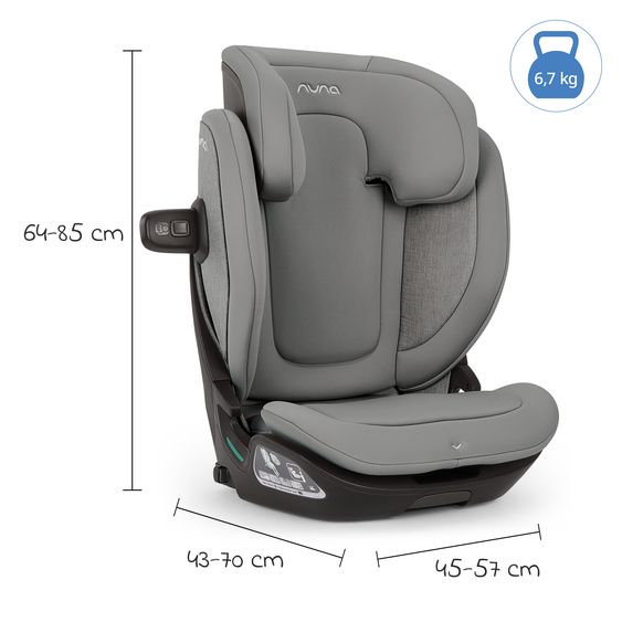Nuna Car seat AACE Lx i-Size from 3.5 years - 12 years (100 cm - 150 cm) incl. Isofix & cupholder - Seasalt