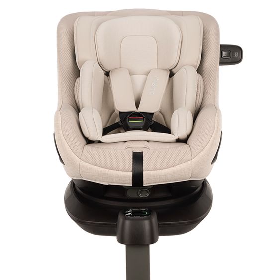Nuna Reboarder Car Seat PRUU Aire i-Size 360° rotatable from birth to 4 years (40 cm - 105 cm) incl. base station & seat reducer - Biscotti
