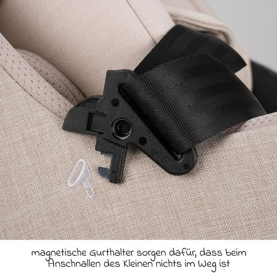 Nuna Reboarder Car Seat PRUU Aire i-Size 360° rotatable from birth to 4 years (40 cm - 105 cm) incl. base station & seat reducer - Biscotti