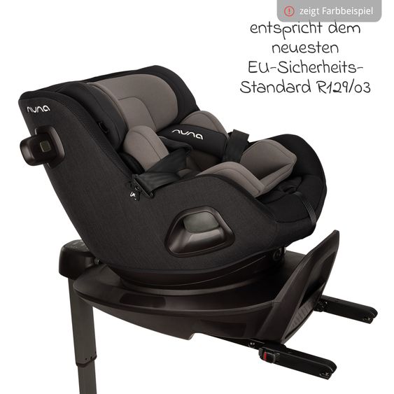 Nuna Reboarder Car Seat PRUU Aire i-Size 360° rotatable from birth to 4 years (40 cm - 105 cm) incl. base station & seat reducer - Biscotti
