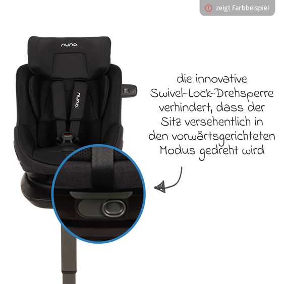 Nuna Reboarder Car Seat PRUU Aire i-Size 360° rotatable from birth to 4 years (40 cm - 105 cm) incl. base station & seat reducer - Caviar
