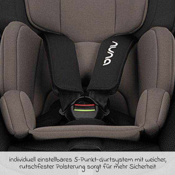 Nuna Reboarder Car Seat PRUU Aire i-Size 360° rotatable from birth to 4 years (40 cm - 105 cm) incl. base station & seat reducer - Caviar