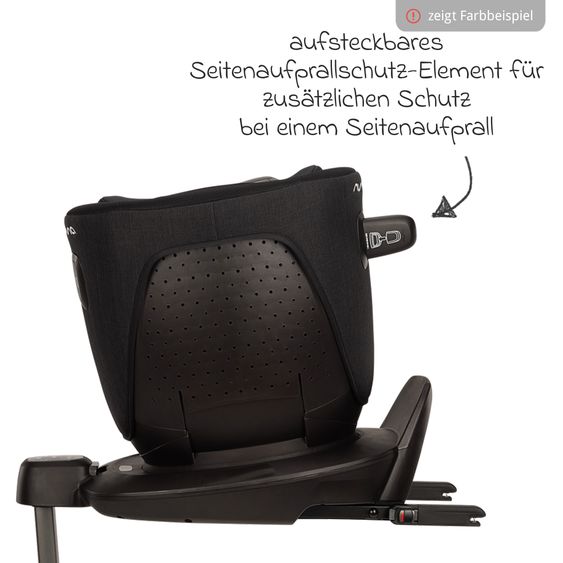 Nuna Reboarder Car Seat PRUU Aire i-Size 360° rotatable from birth to 4 years (40 cm - 105 cm) incl. base station & seat reducer - Caviar