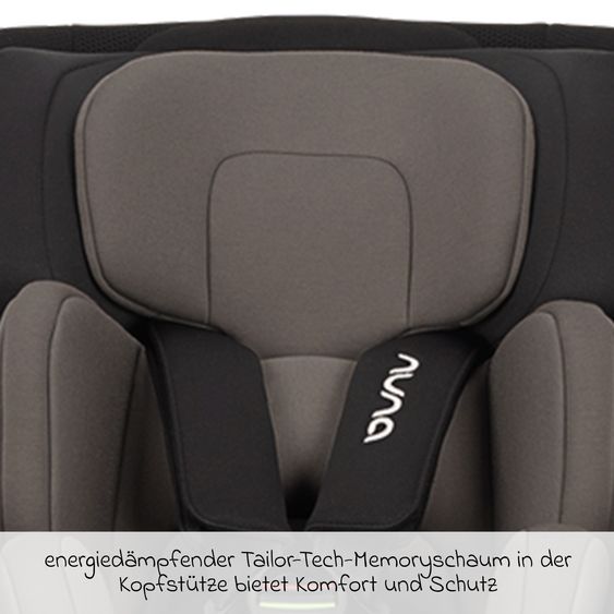 Nuna Reboarder Car Seat PRUU Aire i-Size 360° rotatable from birth to 4 years (40 cm - 105 cm) incl. base station & seat reducer - Caviar