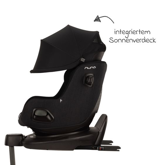 Nuna Reboarder Car Seat PRUU Aire i-Size 360° rotatable from birth to 4 years (40 cm - 105 cm) incl. base station & seat reducer - Caviar