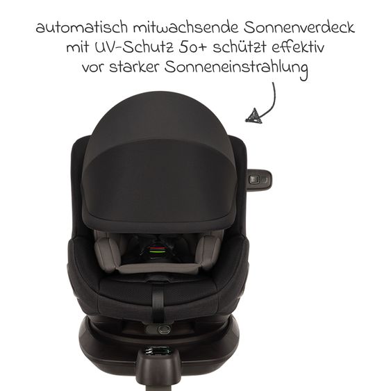 Nuna Reboarder Car Seat PRUU Aire i-Size 360° rotatable from birth to 4 years (40 cm - 105 cm) incl. base station & seat reducer - Caviar