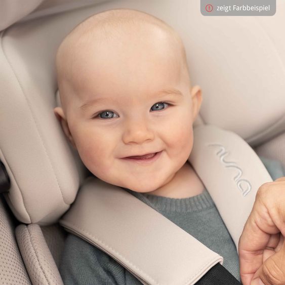 Nuna Reboarder Car Seat PRUU Aire i-Size 360° rotatable from birth to 4 years (40 cm - 105 cm) incl. base station & seat reducer - Caviar