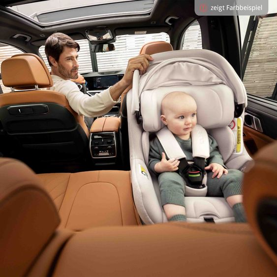 Nuna Reboarder Car Seat PRUU Aire i-Size 360° rotatable from birth to 4 years (40 cm - 105 cm) incl. base station & seat reducer - Caviar