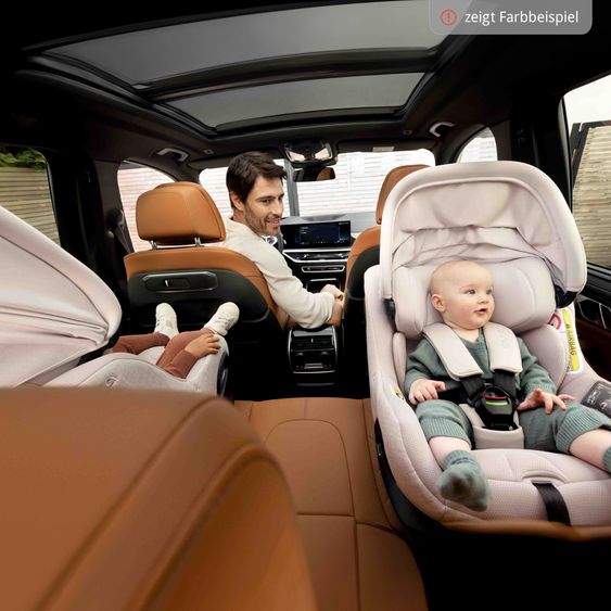 Nuna Reboarder Car Seat PRUU Aire i-Size 360° rotatable from birth to 4 years (40 cm - 105 cm) incl. base station & seat reducer - Caviar