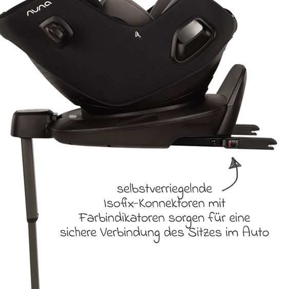 Nuna Reboarder Car Seat PRUU Aire i-Size 360° rotatable from birth to 4 years (40 cm - 105 cm) incl. base station & seat reducer - Caviar