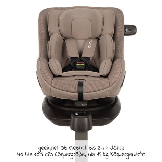 Nuna Seggiolino auto Reboarder PRUU Aire i-Size 360° girevole dalla nascita fino a 4 anni (40 cm - 105 cm) incl. base e riduttore seggiolino - Cedar