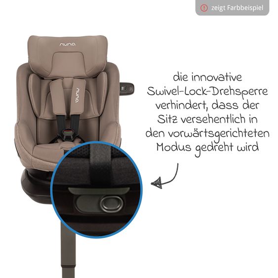 Nuna Seggiolino auto Reboarder PRUU Aire i-Size 360° girevole dalla nascita fino a 4 anni (40 cm - 105 cm) incl. base e riduttore seggiolino - Cedar