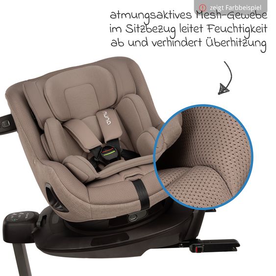 Nuna Seggiolino auto Reboarder PRUU Aire i-Size 360° girevole dalla nascita fino a 4 anni (40 cm - 105 cm) incl. base e riduttore seggiolino - Cedar