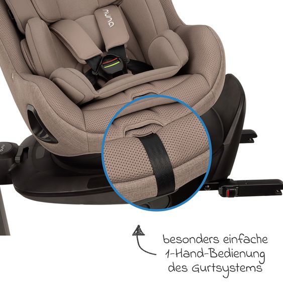 Nuna Seggiolino auto Reboarder PRUU Aire i-Size 360° girevole dalla nascita fino a 4 anni (40 cm - 105 cm) incl. base e riduttore seggiolino - Cedar